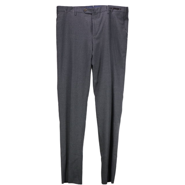 PT01 Men's Grey Slim Fit Polyester Stretch Pants Dress - 37