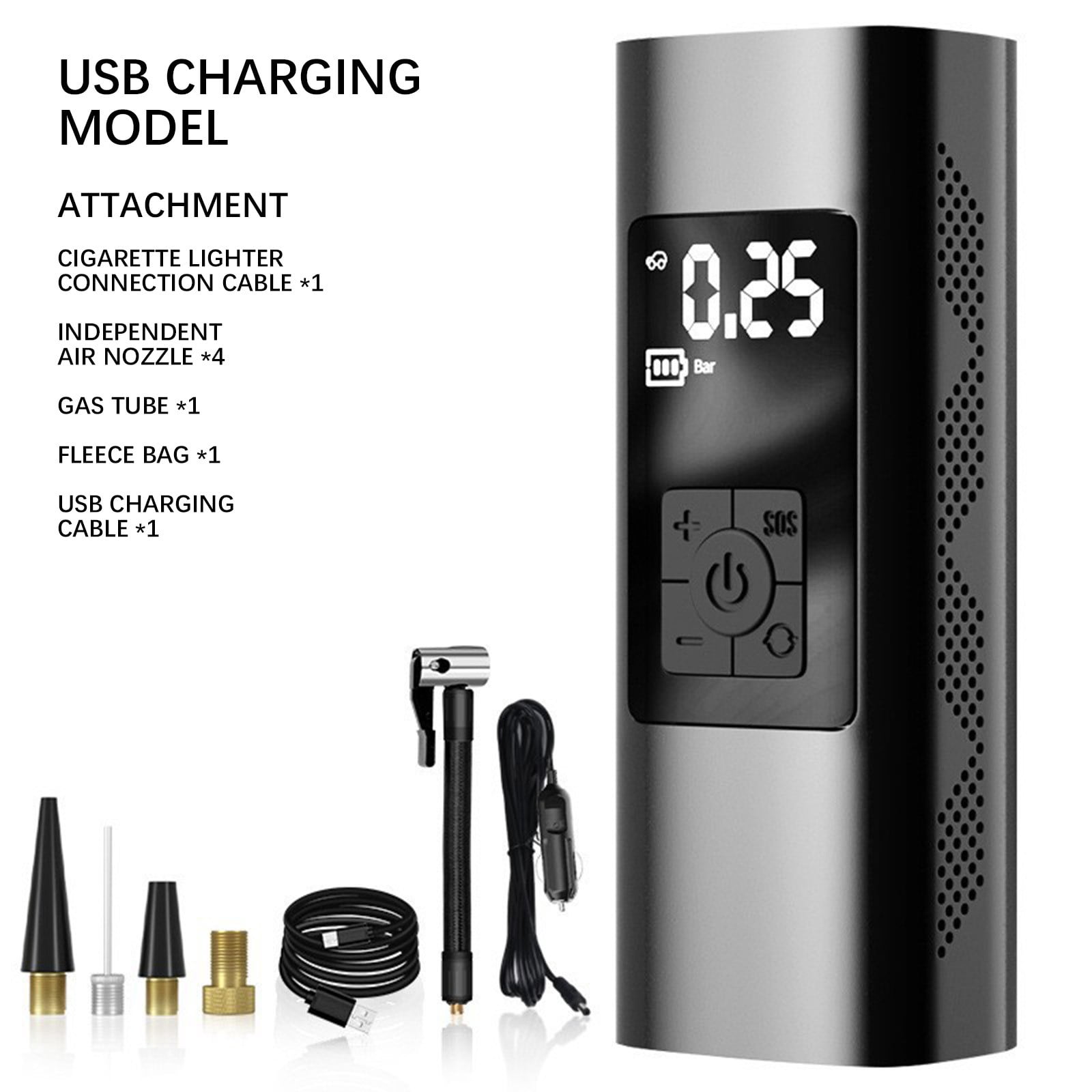 Suncoda Inflating Pump, Highquality Metal Bodycar Wireless Inflator-High-Power Digital Tire Pressure Display One Machine for Multiple Purposes Wired/Rechargeable
