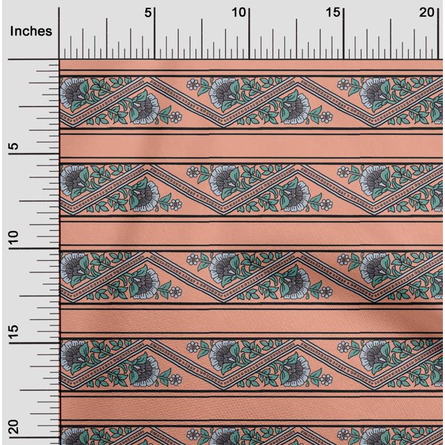 oneOone Tissu Polyester Lycra Rayé/chevron & Floral Bloc Décor Tissu Imprimé BTY 56 Pouces de Large