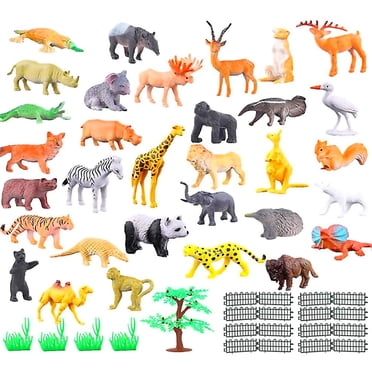Figurines 53 Pcs Ensemble d'Animaux PVC Figurines d'Animaux Jouets Mini Animaux de la Jungle Jouets Éducatifs Jouets d'Apprentissage Cadeau pour Enfants