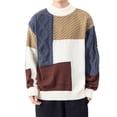 thumbnail image 2 of Xcmzpl Oversized Sweaters for Men Twist Textured Fisherman Sweater Crew Neck Long Sleeve Knit Pullover Big and Tall Color Block Sweaters, 2 of 10