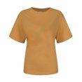 thumbnail image 5 of Yuyuzo Chemises d'Été pour Femmes Col Rond Manches Courtes Tee Tops Blouses Amples Unies, 5 of 5