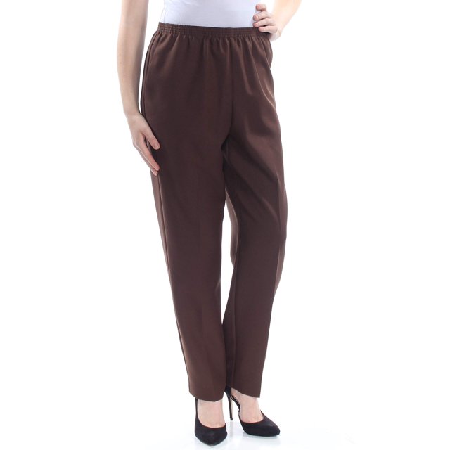 Alfred Dunner Pantalon de Détente Décontracté Classique à Taille Proportionnelle pour Femmes, Brun, 8 Régulier