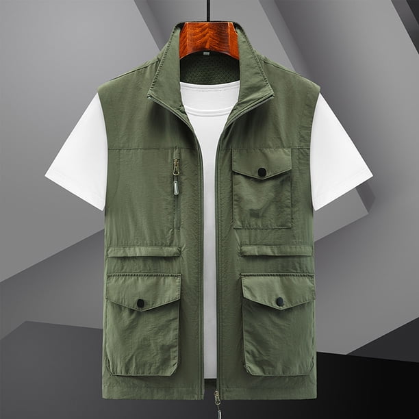EOYWHK Mens Spring Jacket Vest Work Jacket Standing Collar