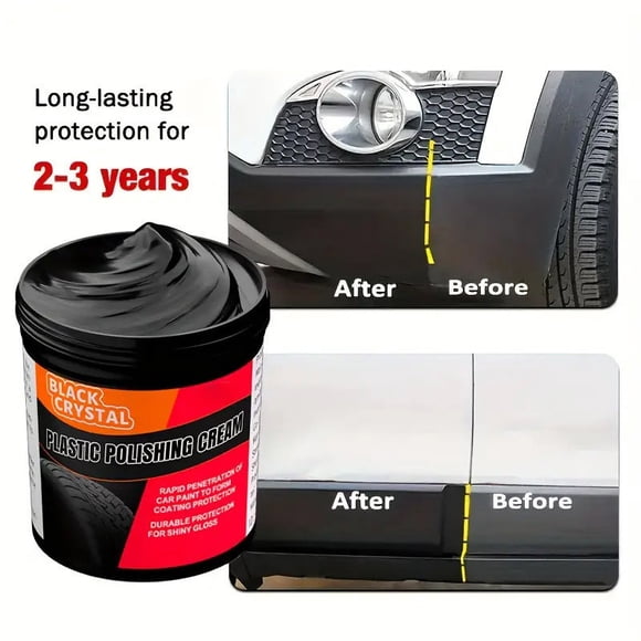 RRJ Car Plastic Restorer, Rubber Revitalizer Polish, 300g Auto Interior Exterior Trim Cleaner, Permanent Black Coating Agent for Dashboard Seals Tires, UV Protection Car Care Kit