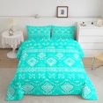 thumbnail image 2 of Erosebridal Bohemian Aztec Bedding Queen Comforter Set, Tribal Geometric Pattern Down Comforter, Cyan Blue, Reversible 3 Pieces, 2 of 8