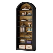 Fnova 78" Bookshelf, Farmhouse Tall 8-Tier Arched Bookcase, Wood Display Shelf Book Shelf Organizer for Living Room, Bedroom, Entryway