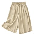 thumbnail image 4 of Timegard Wide Leg Pants for Women Capris Elastic High Waisted Drawstring Casual Loose Cropped Pants, 4 of 4