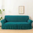 thumbnail image 1 of 2024 1 Piece Sofa Slipcover with Pleated Ruffled Skirt Washable High Stretch Durable Furniture Protector 3 Seater Pine Green, 1 of 11