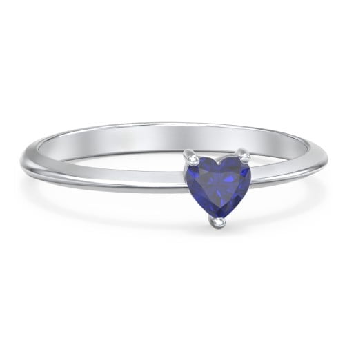 Bague Pierre de Naissance en Forme de Cœur - Saphir Bleu (Septembre)