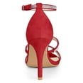 thumbnail image 4 of BLISSFUL STEP Women's Shoes Rhinestone Stiletto Heel Ankle Strap Sandals Red 10, 4 of 8