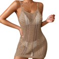 thumbnail image 1 of QIPOPIQ Robes de Plage pour Femmes à Manches Courtes Sans Manches à Bretelles Col en V Ajourée Robe d'Été de Plage Couvre-Maillot de Bikini Robe à Lacets Offres 2023, 1 of 4