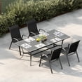 thumbnail image 4 of Patio Chairs Set of 4, Outdoor Stackable Dining Chairs with Textilene Fabric, All-Weather Deck Stacking Chairs with High Back for Backyard Poolside Garden Balcony, Black, 4 of 8