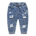 thumbnail image 1 of KIDSCOOL SPACE Toddler Little Kids Ripped Holes Elastic Waist Band Denim Jeans Pants, 1 of 6