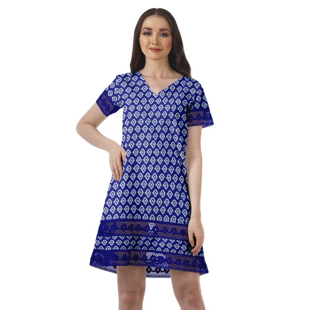 Moomaya Tenues d'Été Coton Flex Imprimées Robes Courtes pour Femmes Tenue Décontractée