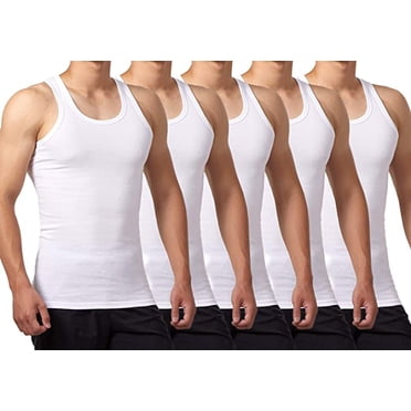 NETSENG5 Pack Débardeurs pour Hommes Débardeur 100 % Coton Lingerie (Blanc*5)-L