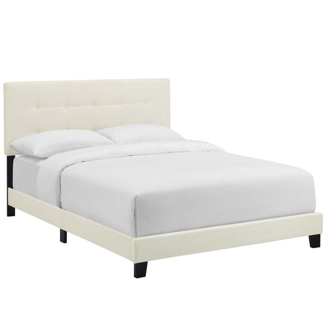 Modway Amira Lit Double en Velours de Performance Ivoire