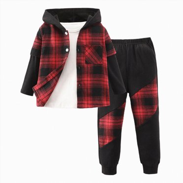 Zanarzt Toddler Clothes Boy 2T 3T 4T 5T 6T 7T Toddler Boys Long Sleeve Cute Prints Tops Pants 2PCS Set Kids Fall Winter Clothese,Red,2-3 Years