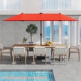 thumbnail image 1 of Costway 13 FT Large Patio Umbrella with LED Solar Lights Crank Handle 12 Heavy-Duty Ribs Orange, 1 of 10