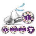 thumbnail image 1 of Darling Souvenir Party Favor Floral Border 1st Birthday Theme Stickers Labels 190 Pcs-Purple, 1 of 2