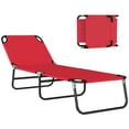 thumbnail image 1 of Outsunny Folding Lounge Chair, 5 Position Sun Tanning Chair, Red, 1 of 10