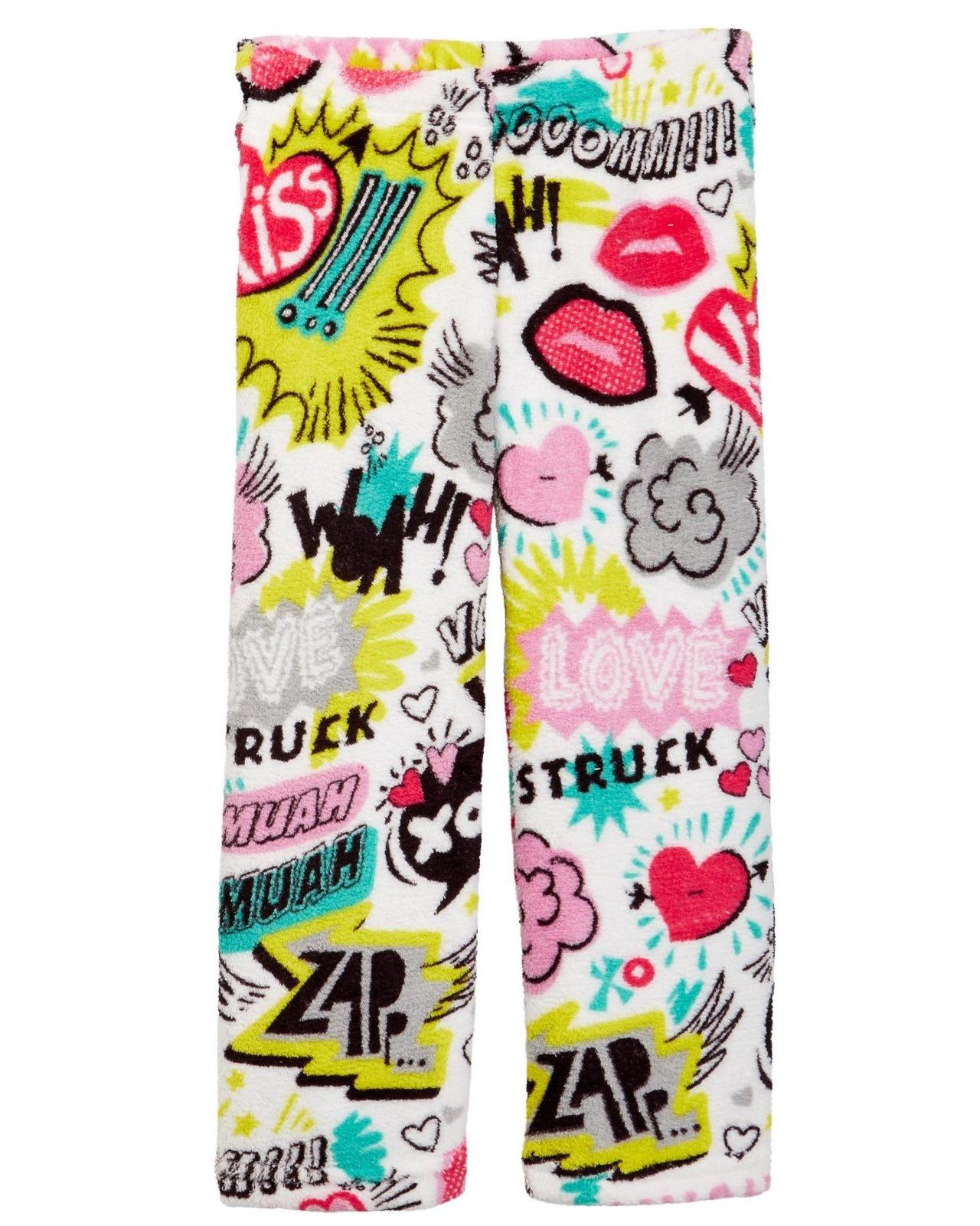Up Past 8 Girls' Pajama Pants Fuzzy Plush Sleepwear Fun Pants