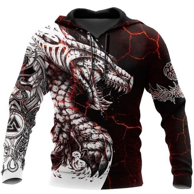 Chandails à Capuchon pour Hommes, Imprimé Animal cool, Rue (D, 2TG)