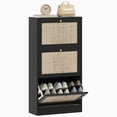 thumbnail image 1 of HOMCOM Rattan Shoe Storage Cabinet Organizer with 3 Flip Drawers, 1 of 10