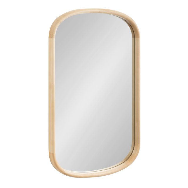 Kate and Laurel Talma Boho Arched Oval Wall Mirror, 24 x 36, Natural, Modern Capsule Mirror with Solid Poplar Wood Frame and Rounded Frame Profile
