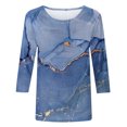 thumbnail image 4 of SMihono Hauts pour Femmes Été Chic Décontracté Mode Féminine Manches Courtes Col Rond Rétro Imprimé Ample Blouse Manches Trois-Quarts T-shirt Oversize pour Femmes, 4 of 4