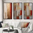 thumbnail image 1 of Designart "Lunar Redemption Abstract in Gold and Red I" Abstract Painting Framed Wall Art Set Of 3 - Gold Modern Frame Gallery Wall Set For Home Decor, 1 of 6