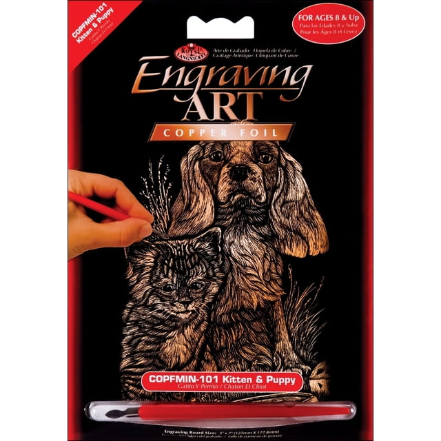 Royal & Langnickel(R) Copper Foil Engraving Art Kit 5"X7"-Kitten & Puppy