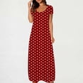 thumbnail image 2 of fatyb Robes Maxi à Manches Courtes pour Femmes Col Ras du Cou Décontractées Longues Robes Imprimées Robes T-Shirt d'Été, 2 of 5