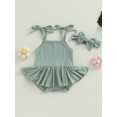 thumbnail image 2 of Faithtur Bébé Filles Robe d'Été Romper Tutu Sans Manches de Couleur Unie Ensembles de Jeux et Bandeau, 2 of 8