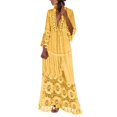 thumbnail image 1 of TJAZFJPA Hauts de Robe pour Femmes Col en V à Franges Grande Taille Décontracté Bohème Couleur Dentelle Uni Robe Mode Longue Robe pour Femme Robes d'Invitée de Mariage Femmes Robes de Fête pour Femmes, 1 of 6