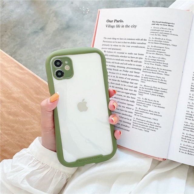 Étui de Protection en Silicone Transparent – Antichoc, Ultra-Durable Gel TPU (Vert Armée, iPhone13promax)