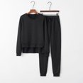 thumbnail image 2 of FAIWAD Ensemble 2 Pcs pour Femmes Col Rond Chandail en Molleton Fendu Irrégulier Pantalon de Survêtement Chandail, 2 of 3