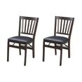 thumbnail image 1 of MECO Stakmore Wood Fabric Upholstered Seat Folding Chair Set, Espresso (2 Pack), 1 of 10