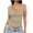 Khaki, variant on Yuyuzo Square Neck Crop Tops for Women Short Sleeve Going out Tops Stretchy Slim Fitted Basic Tees
