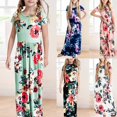 thumbnail image 4 of WEAIXIMIUNG Robes pour Filles 4T à 5T Robe Longue Maxi Décontractée Ample à Manches Courtes à Imprimé Floral avec Poches pour Fille 5-6 Ans, 4 of 4
