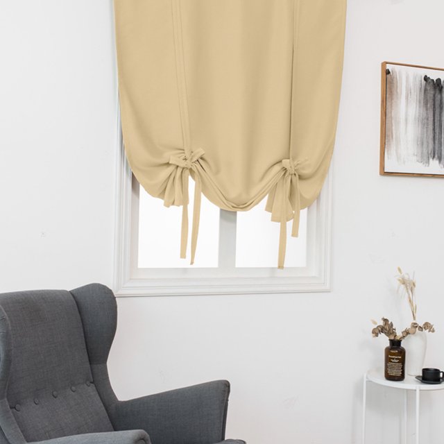 Innerwin Half Window Curtains Solid Color Kitchen Valance Rod Pocket Soft Short Blackout Curtain Ruched Waterproof Panels Darkening Thermal Insulated Natural color 55.12 x 55.12"