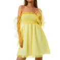thumbnail image 2 of Robe Décontractée Femme Été Couleur Unie Col Carré Manches Longues Transparentes une-Pièce S/M/L/TG, 2 of 5