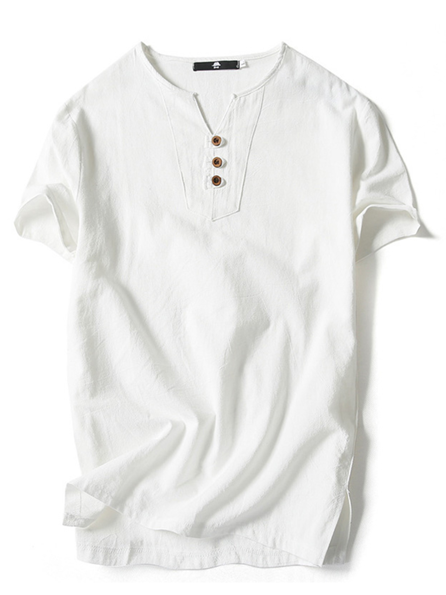 Innerwin T-Shirt Style Rétro T-Shirts pour Hommes Été Couleur Unie Hauts Simples Whtie-3 2TG
