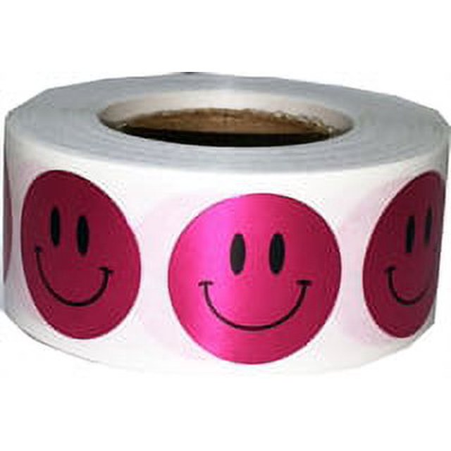 Metallic Rose Happy Face Stickers | 0.75" Inch Round | 500 Pack