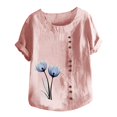 thumbnail image 2 of Birdeem Womens Summer Casual Round Neck Short Sleeve Printing Loose Shirt Tops, 2 of 5
