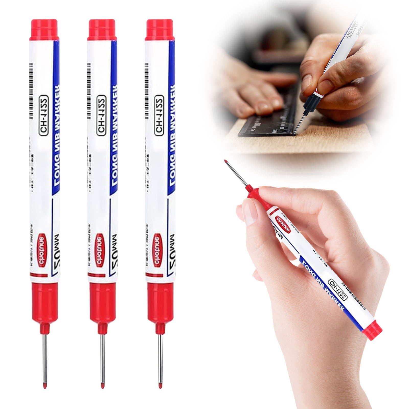 Cqxid Pen Under $5 3 Pack Of Long Head Deep Hole Markers Color Markers Woodworking Ink Markers For Bathroom Carpentry (5 Colors)2ml