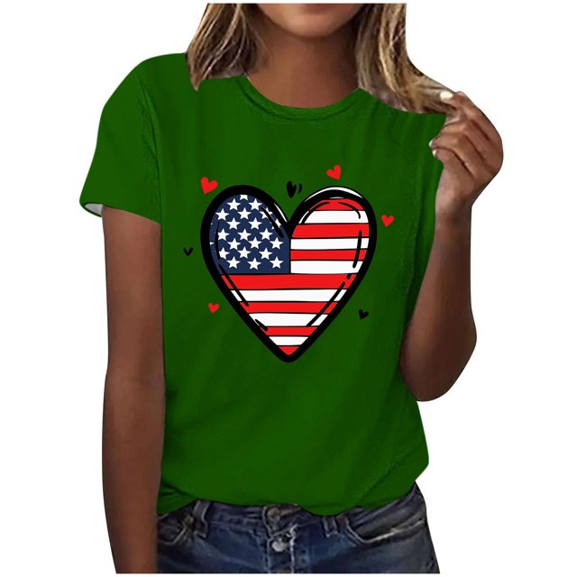 Pisexur Hauts de Printemps pour Femmes, Hauts pour Femmes, Hauts Tendance à la Mode, Pull Décontracté Imprimé à Manches Courtes Col Rond Vert,L