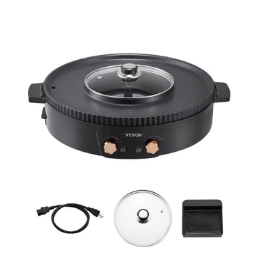 VEVOR Hot Pot with Grill 1800W 2-in-1 Electric Smokeless Grill Hot Pot for 2-8 People