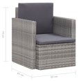 thumbnail image 4 of vidaXL Chaise de Jardin avec Coussins en Rotin Gris, 4 of 4