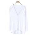 thumbnail image 1 of Breezora Ladies V Neck Modal Asymmetrical Long Sleeve Open Front Cardigan Sweater White, 1 of 4